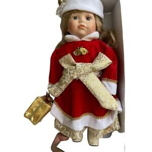 Brinns Collectibles Christmas Porcelain Doll Vtg 2000 Blonde Blue Eyes READ